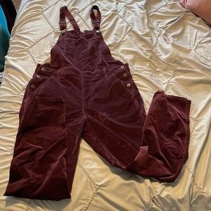 Corduroy Maroon Overalls Petite